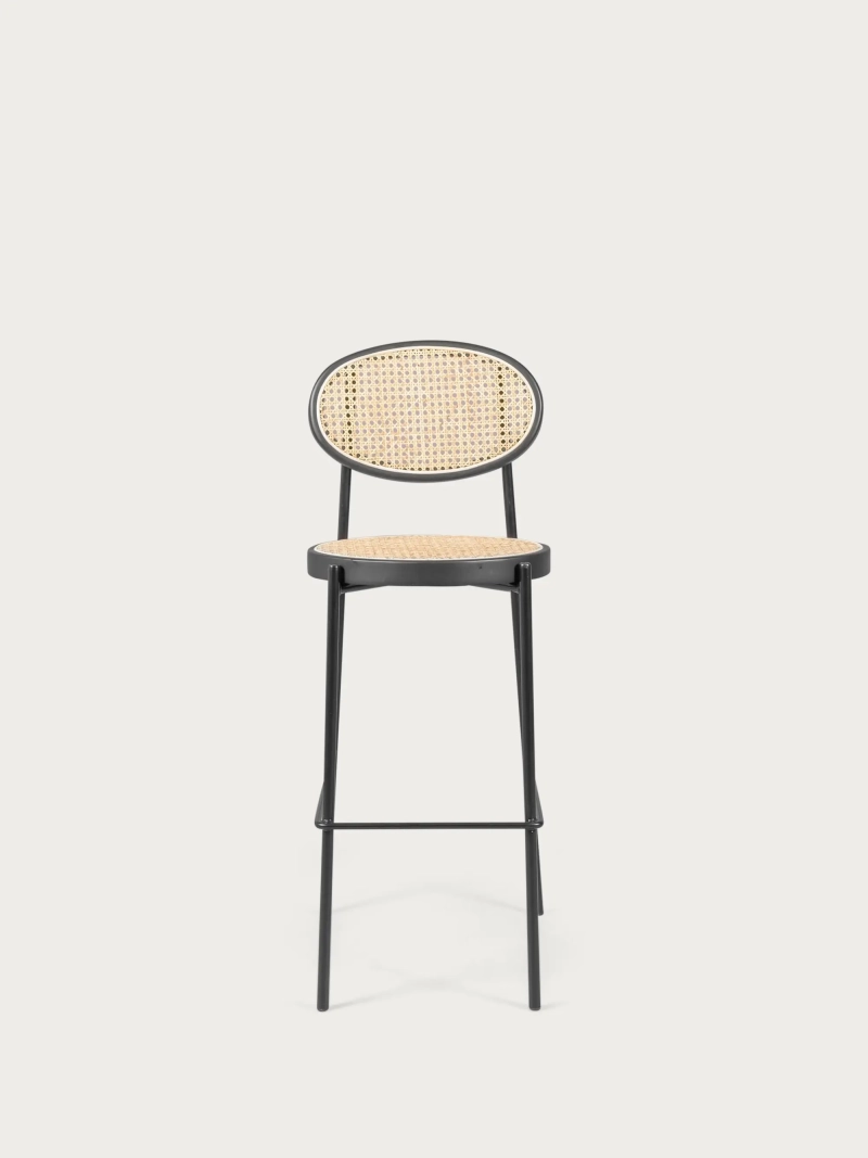Taburete vintage con diseño clásico en ratán natural (74cm) - North FurnMod - 6
