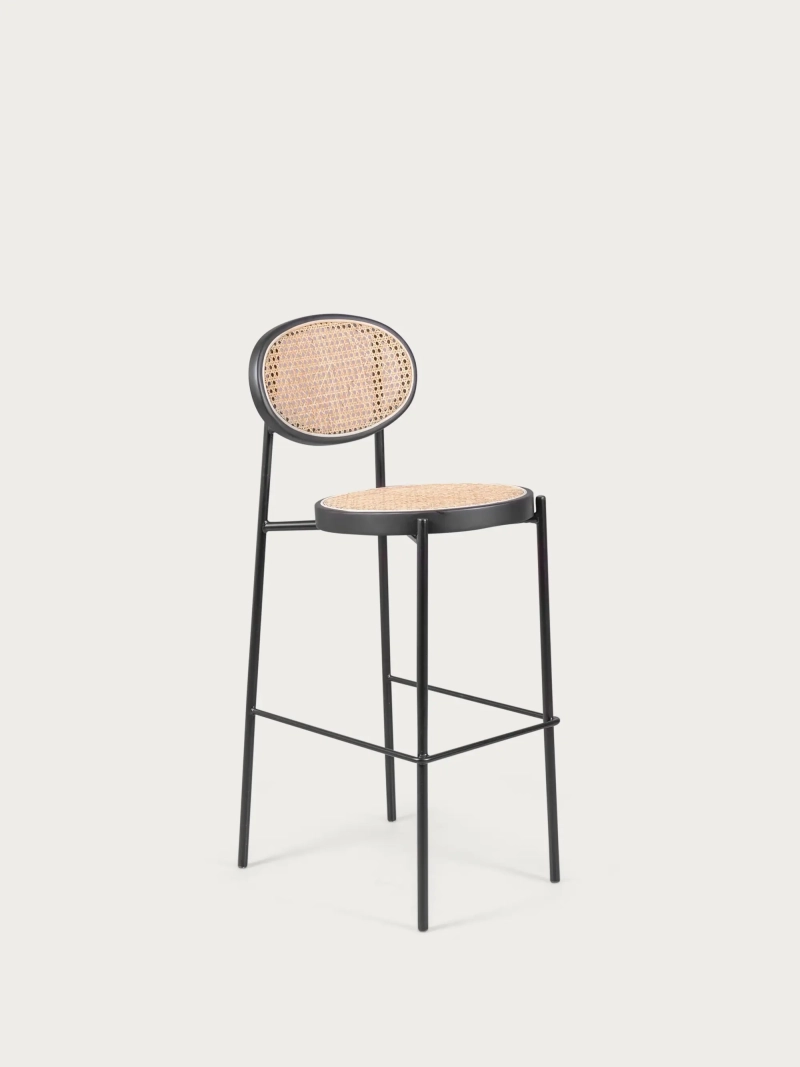 Taburete vintage con diseño clásico en ratán natural (74cm) - North FurnMod - 1