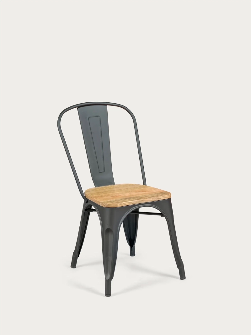 Chaise en métal avec assise en orme - Bistro FurnMod - 7