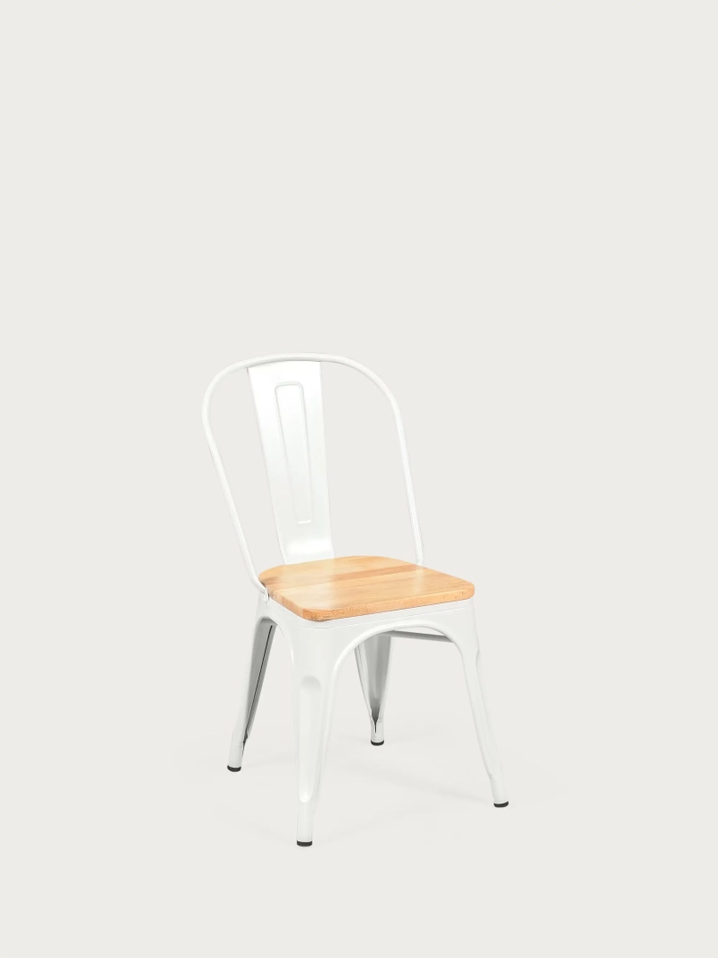 Scaun metalic cu scaun din lemn de ulm - Bistro FurnMod - 10