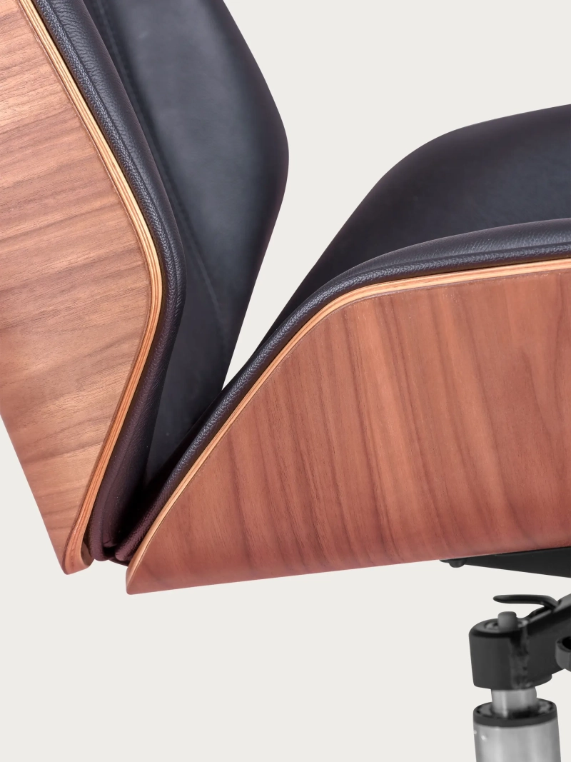 Nordic High-Back Walnut Office Chair with Italian Full-Grain Leather - FurnMod