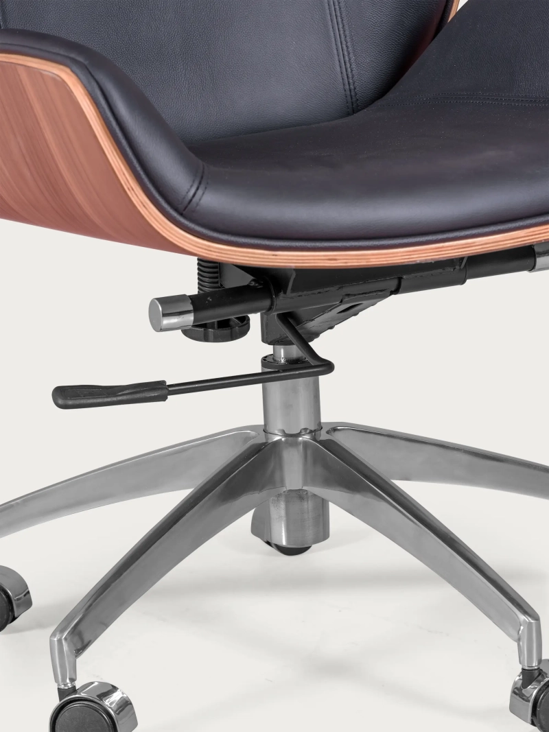 Silla de oficina de respaldo alto en nogal con piel italiana de plena flor - Nordic FurnMod - 5