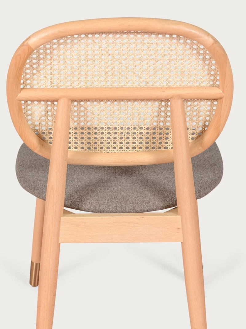 Chaise en bois de hêtre et rotin naturel avec coussin en coton - Marsh FurnMod - 2