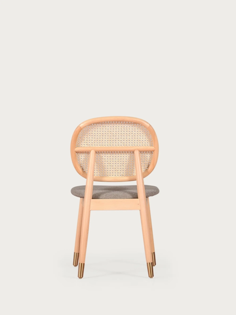 Silla en madera de haya y ratán natural con cojín de algodón - Marsh FurnMod - 1