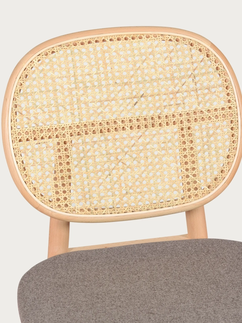 Silla en madera de haya y ratán natural con cojín de algodón - Marsh FurnMod - 1