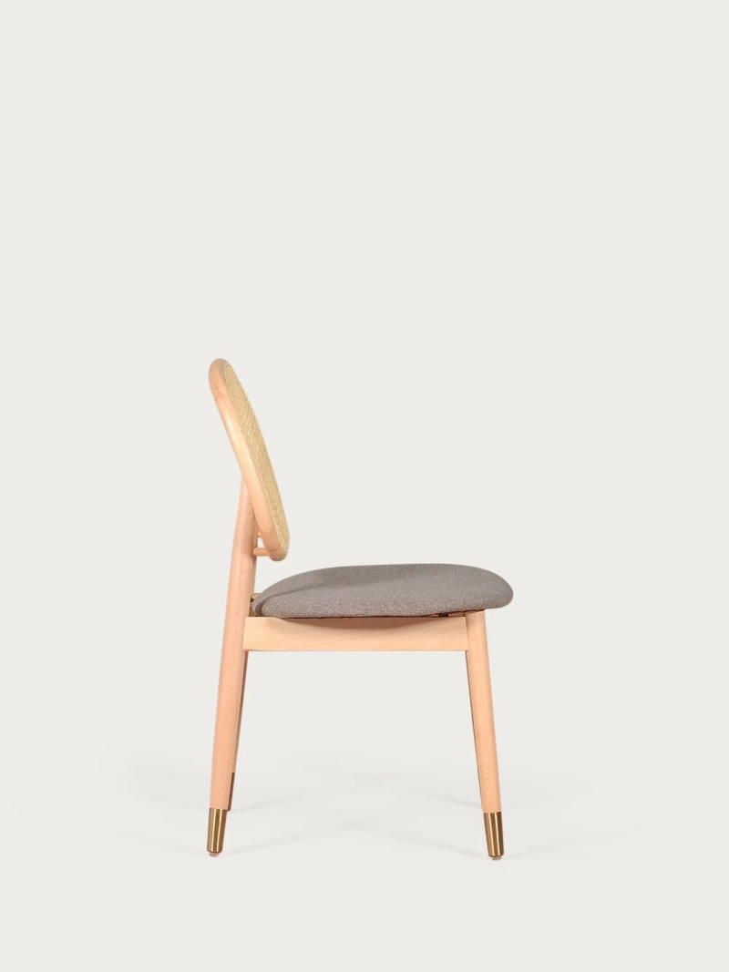 Silla en madera de haya y ratán natural con cojín de algodón - Marsh FurnMod - 1