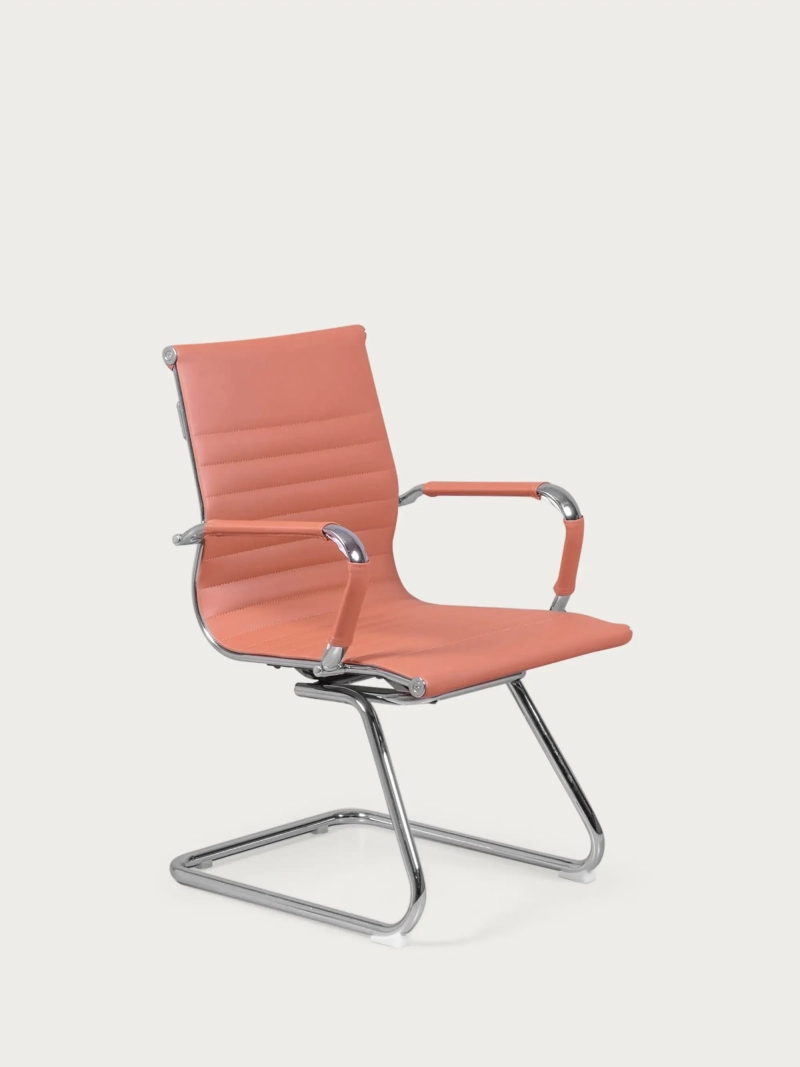 Scaun de birou fără rotile cu spătar coborât și tapițerie din piele naturală - Alu FurnMod - 8