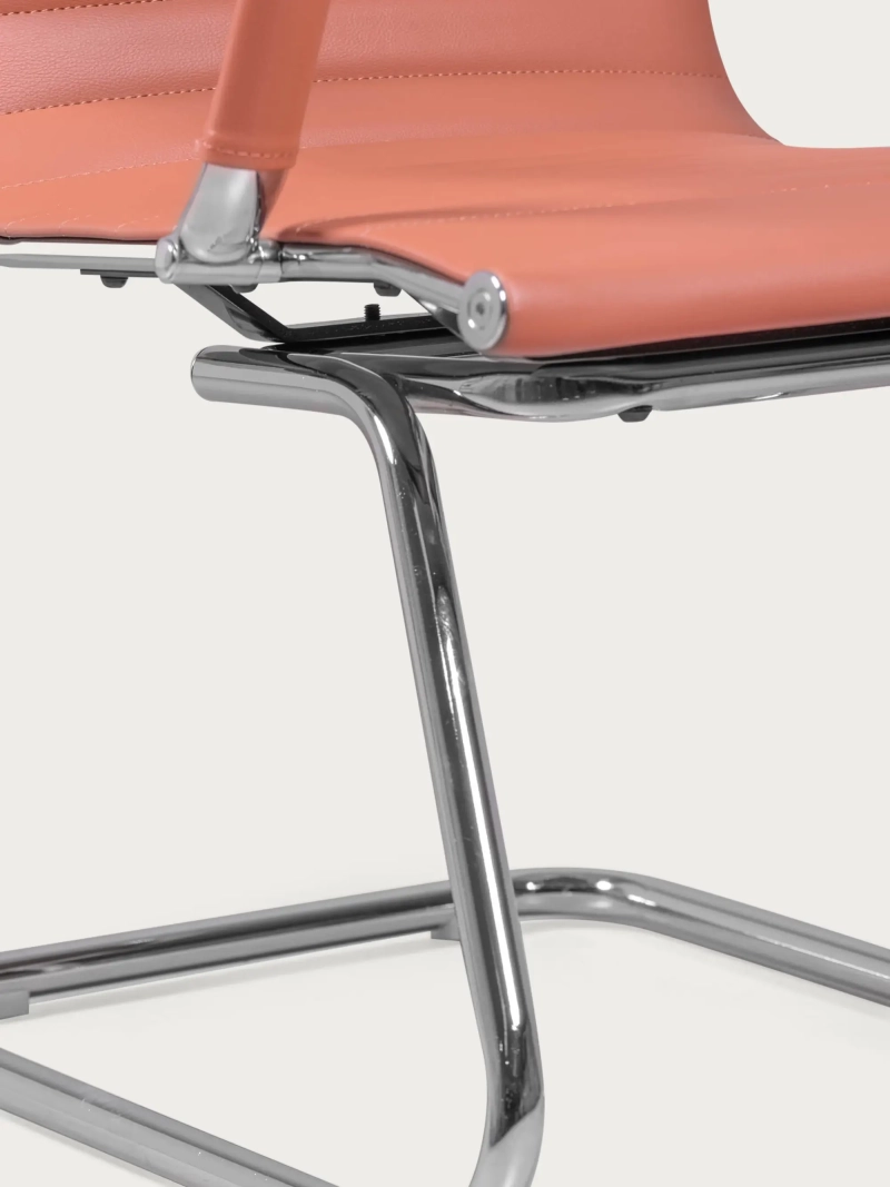 Silla de oficina sin ruedas con respaldo bajo y tapizada en polipiel - Alu FurnMod - 8