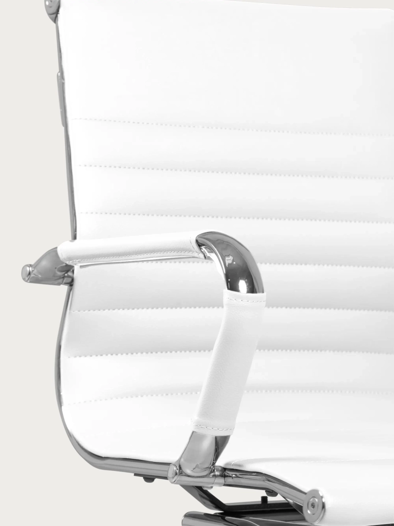Silla de oficina sin ruedas con respaldo bajo y tapizada en polipiel - Alu FurnMod - 15