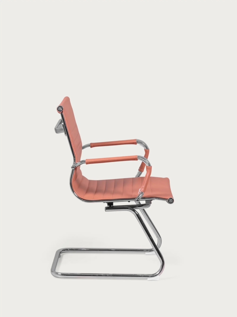 Silla de oficina sin ruedas con respaldo bajo y tapizada en polipiel - Alu FurnMod - 8