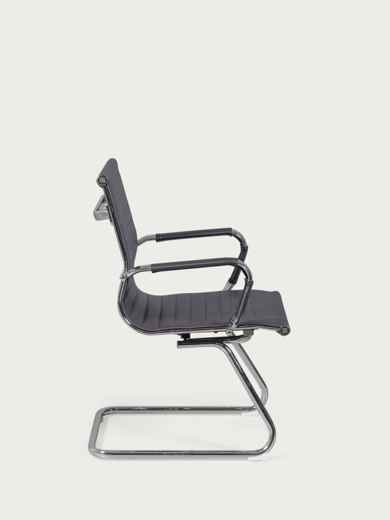 Silla de oficina sin ruedas con respaldo bajo y tapizada en polipiel - Alu FurnMod - 6