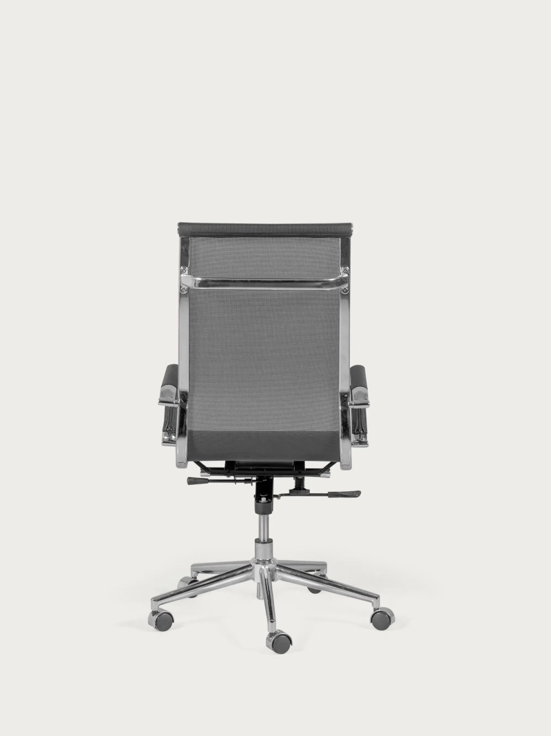 Toimistotuoli korkealla selkänojalla, hengittävä kuituverkko - Alu FurnMod - 1