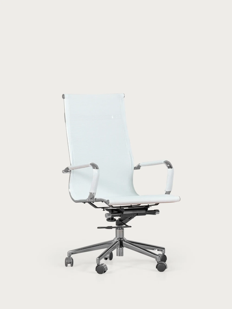 Bureaustoel met hoge rugleuning in ademend vezelnet - Alu FurnMod - 8