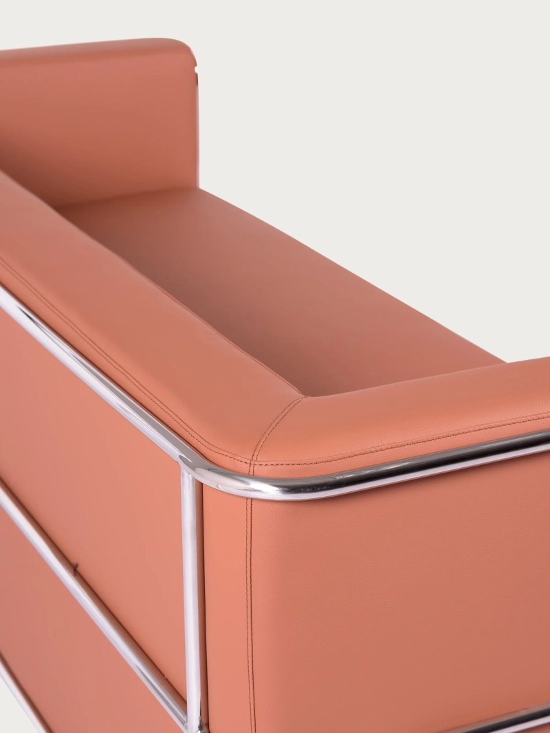 3-zitsbank in ecoleder met roestvrijstalen frame - Torino FurnMod - 15