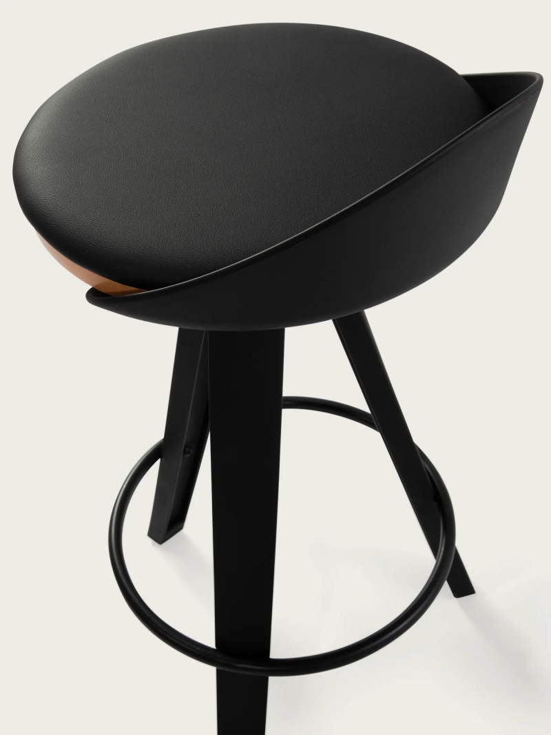 Taburete de diseño con cojín de polipiel y asiento de haya - Deco FurnMod - 7