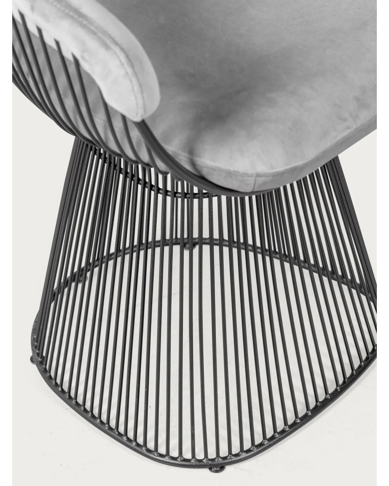 Design fauteuil gestoffeerd in fluweel met stalen structuur - Albert FurnMod - 3