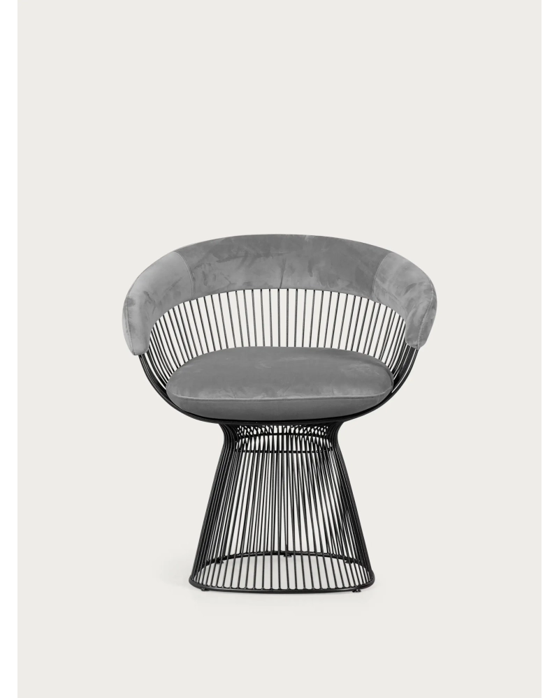 Designfåtölj klädd i sammet med stålkonstruktion - Albert FurnMod - 2
