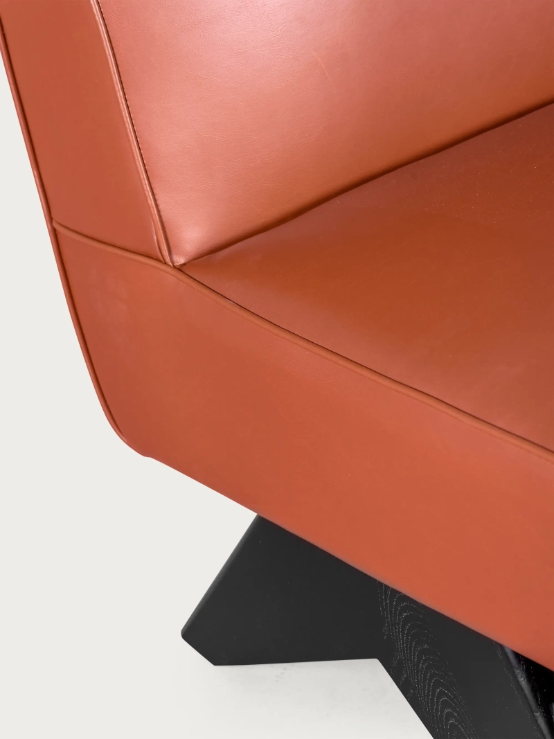 Vintage armchair in ash wood and leatherette upholstery - West FurnMod - 3
