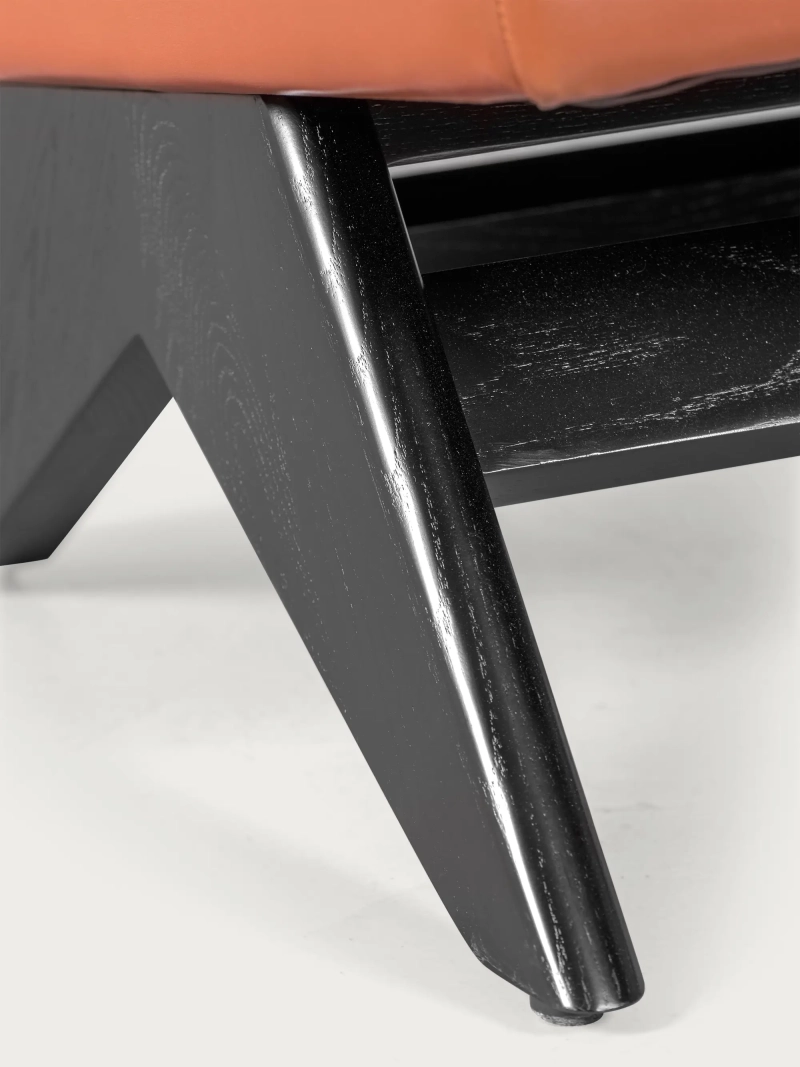 Sillón vintage en madera de fresno y tapizado en polipiel - West FurnMod - 1