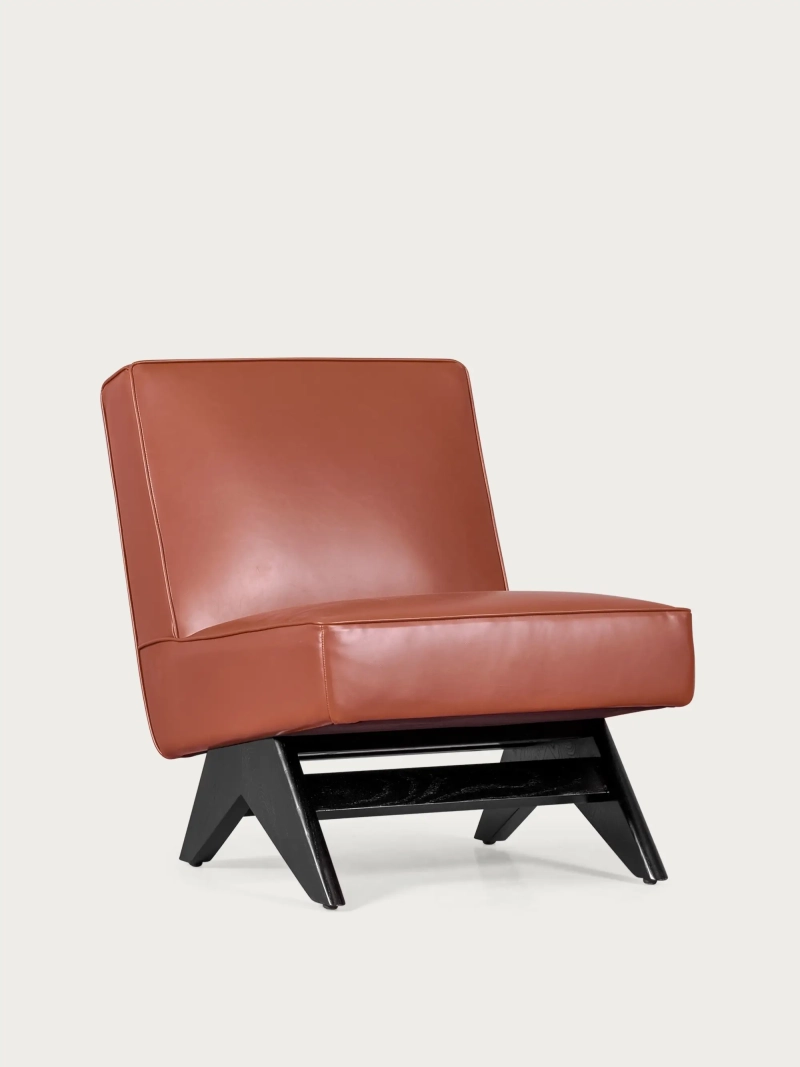 Vintage armchair in ash wood and leatherette upholstery - West FurnMod - 1