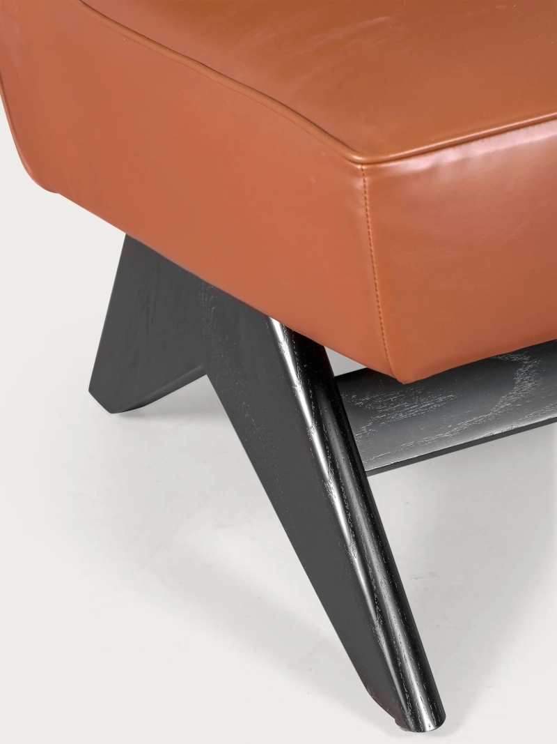 Sillón vintage en madera de fresno y tapizado en polipiel - West FurnMod - 1