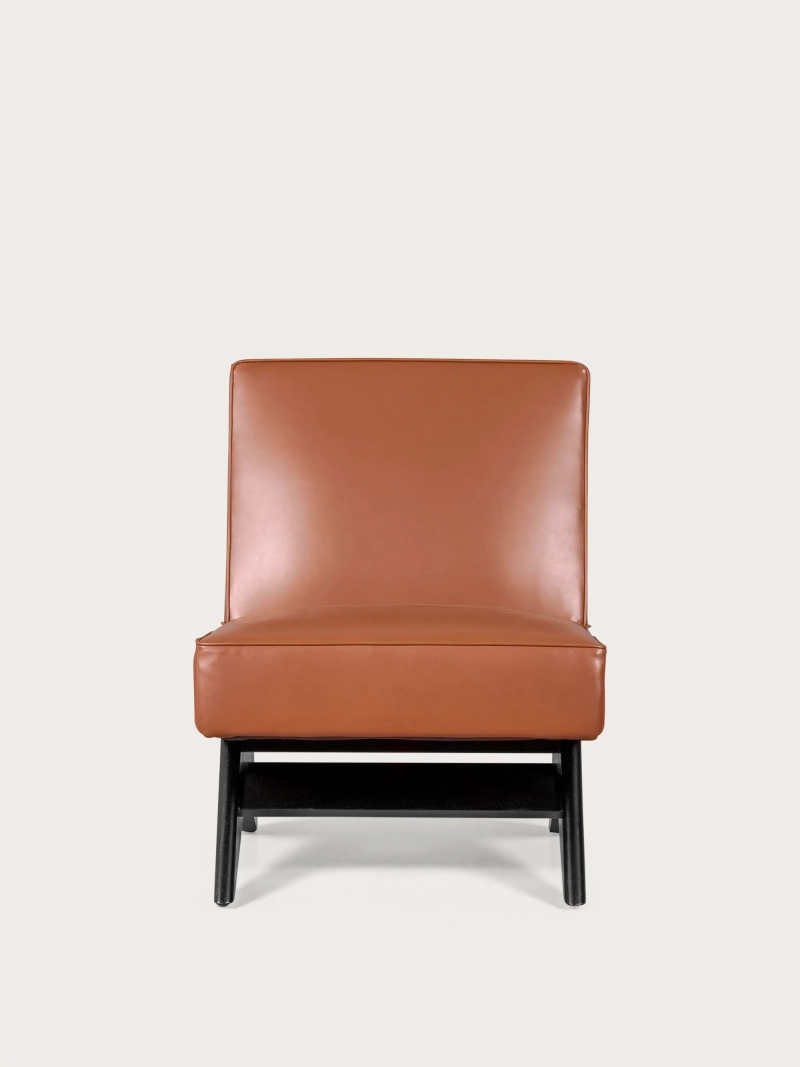 Sillón vintage en madera de fresno y tapizado en polipiel - West FurnMod - 1