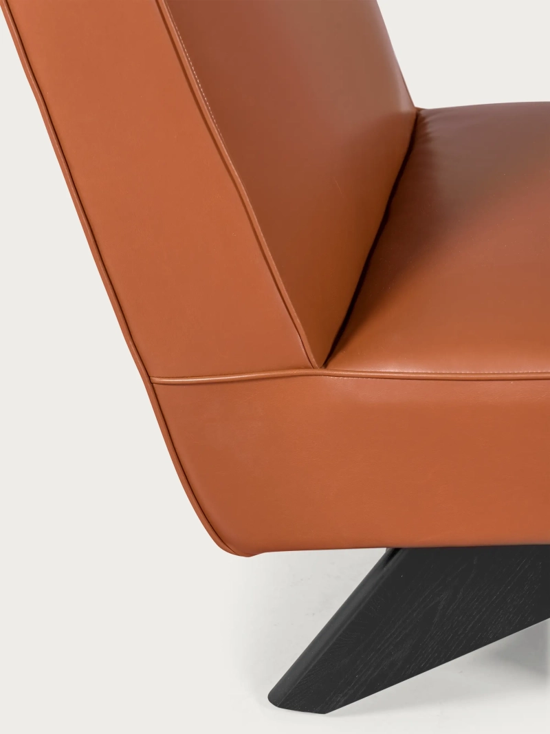 Sillón vintage en madera de fresno y tapizado en polipiel - West FurnMod - 1
