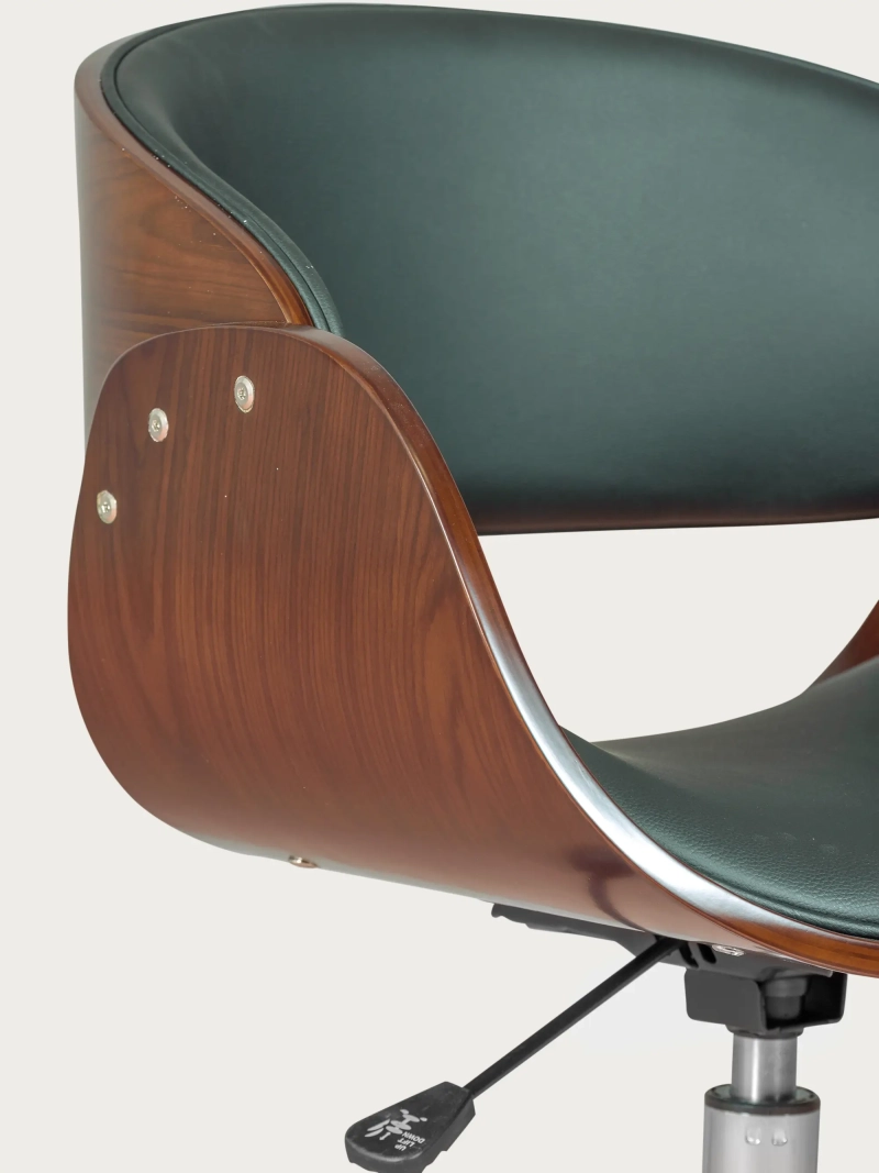 Fauteuil de bureau en bois de noyer et coussin en simili cuir - Burrow FurnMod - 1