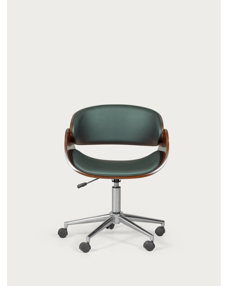 Fotel biurowy z drewna orzechowego i skórzaną poduszką - Burrow FurnMod - 6