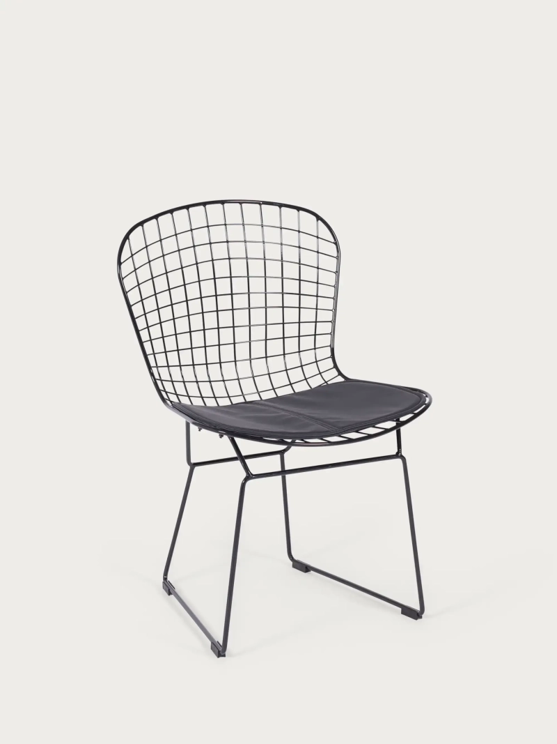 Sort spisebordsstol i rustfrit stål med hynde - Berta FurnMod - 2
