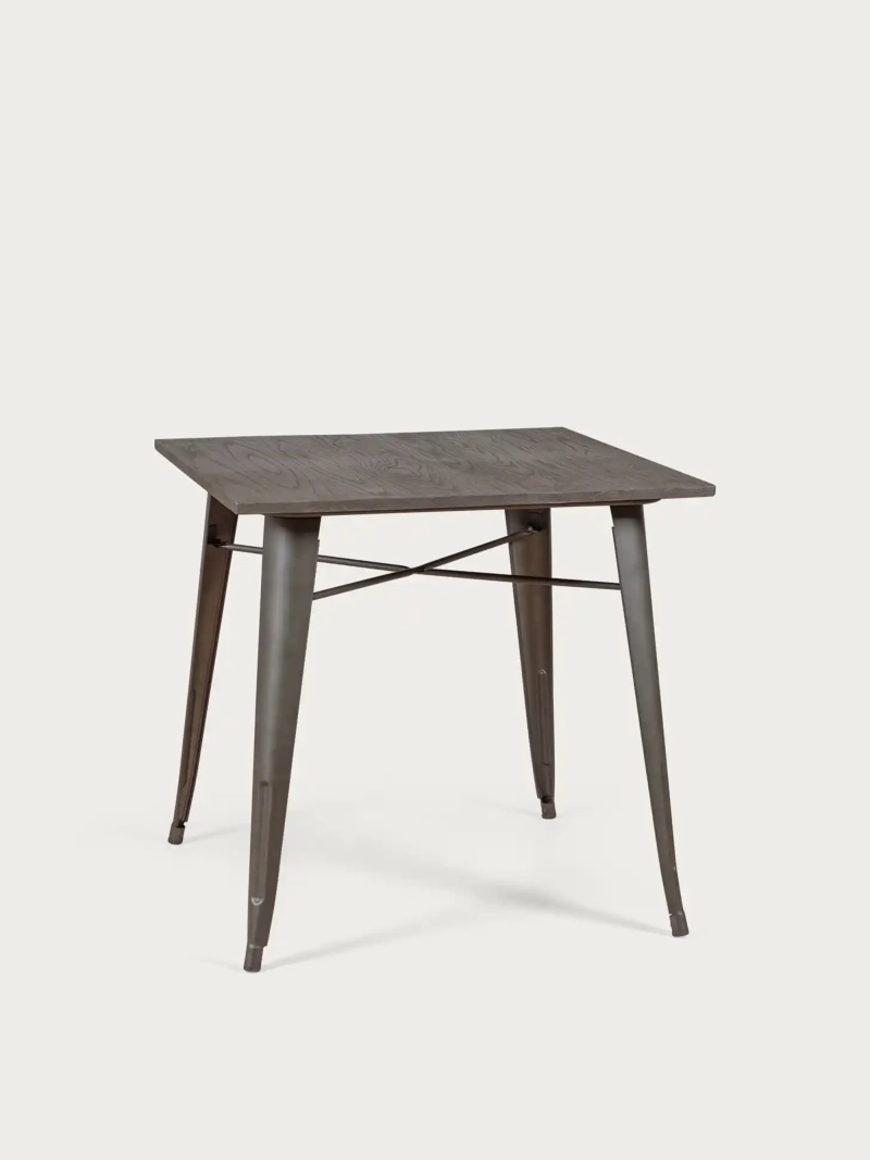Aged steel and dark wood industrial table - Bistro FurnMod - 1