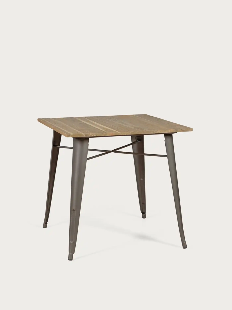 Mesa industrial de acero envejecido y madera clara - Bistro FurnMod - 1