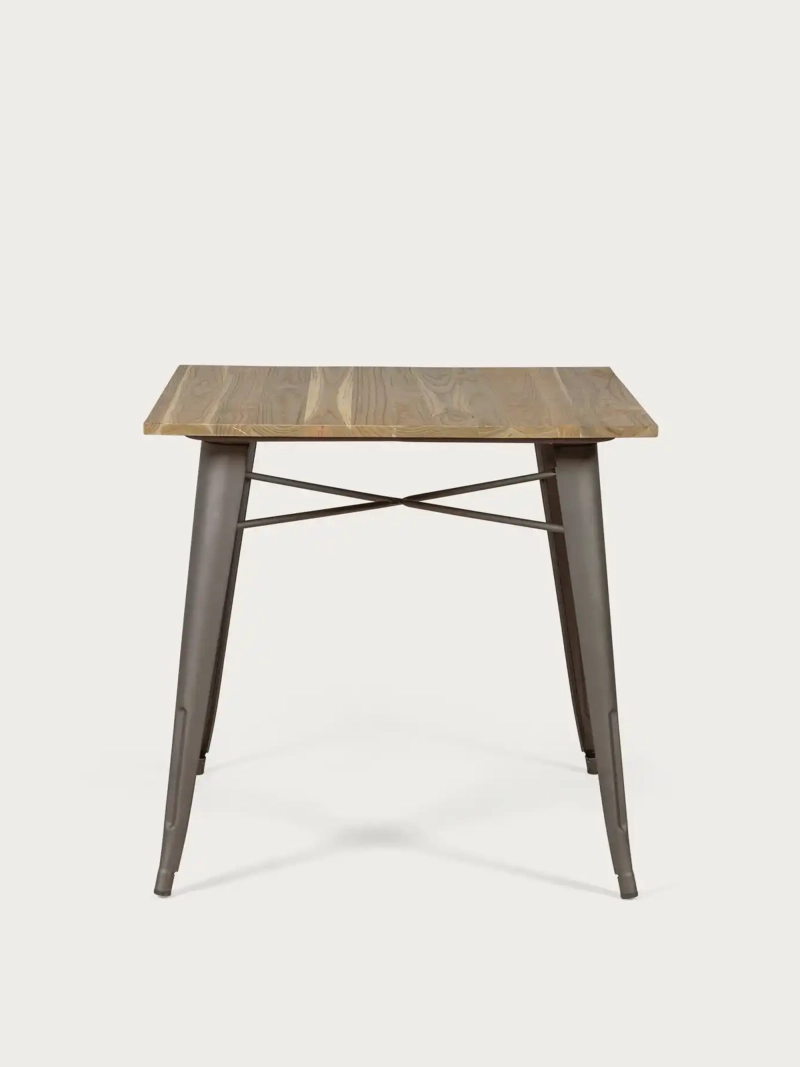 Industrial table in aged steel and light wood - Bistro FurnMod - 1