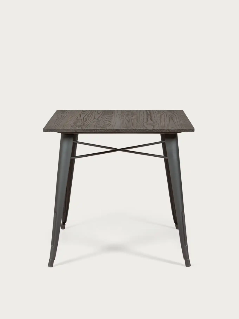 Mesa industrial em aço preto e madeira escura - Bistro FurnMod - 1