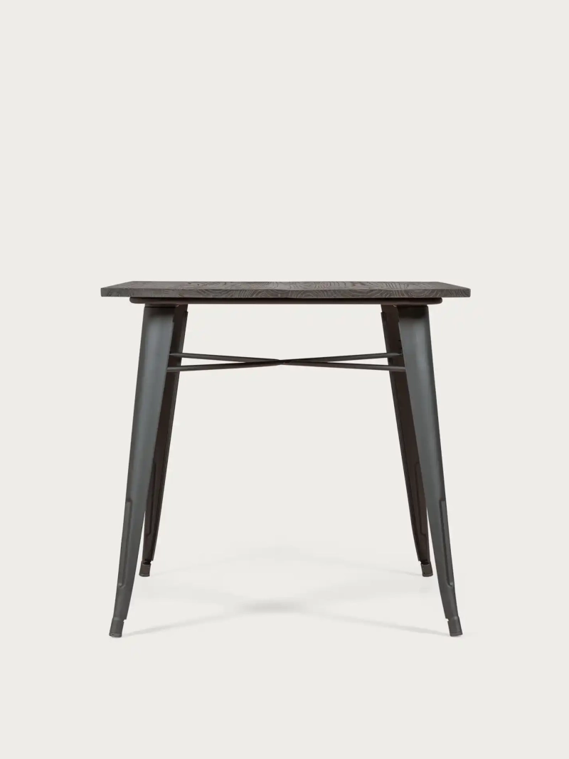 Industrial table in black steel and dark wood - Bistro FurnMod - 1