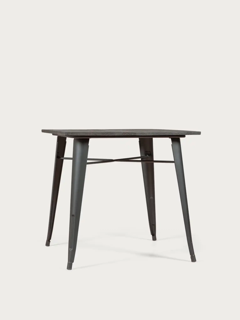 Mesa industrial en acero negro y madera oscura - Bistro FurnMod - 7