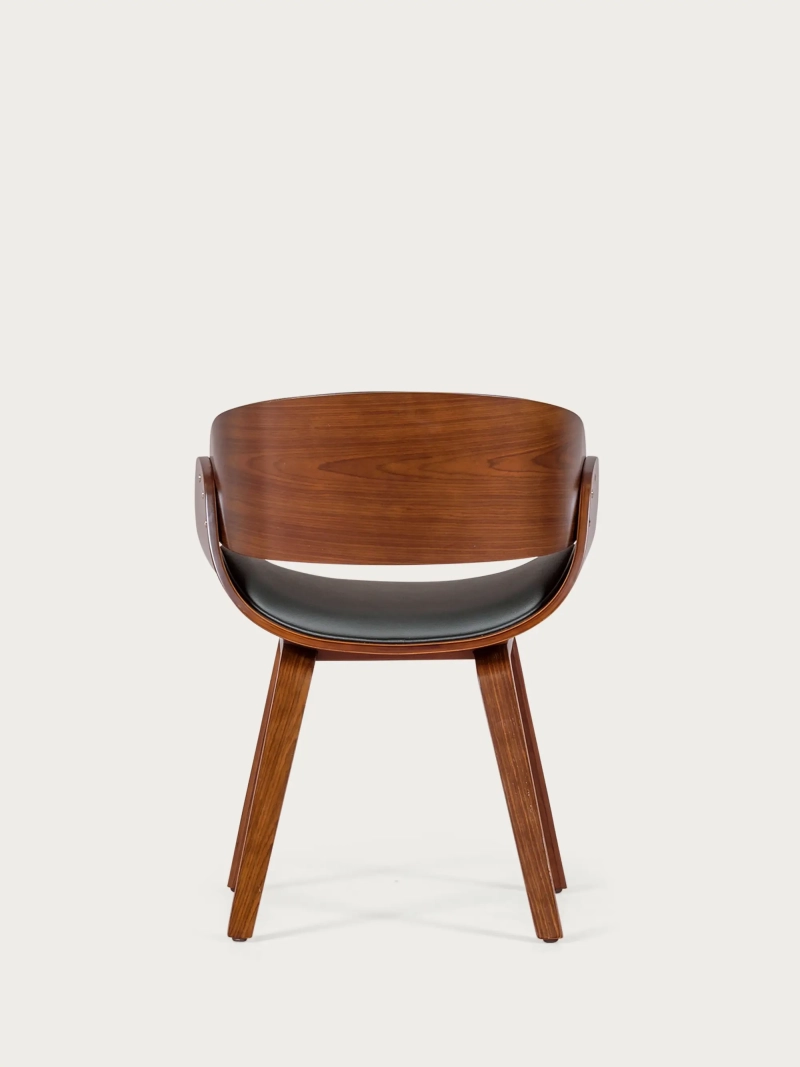 Silla nórdica con reposabrazos en madera oscura de nogal y tapizada en polipiel - Burrow S FurnMod - 9
