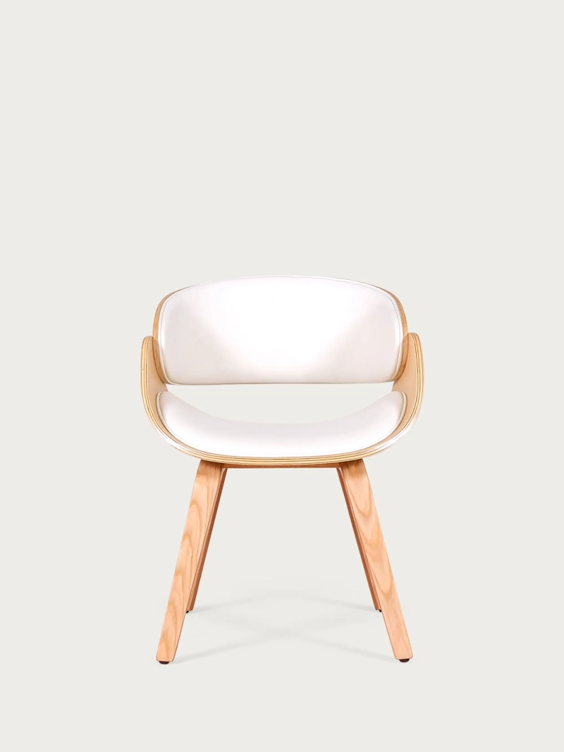 Nordic stol i lyst ahorntræ med hynde i kunstlæder - Burrow S FurnMod - 7
