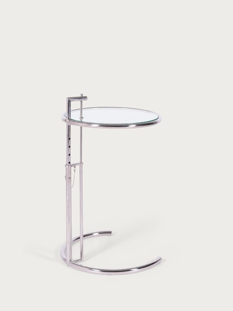 Mesa auxiliar regulable con cristal templado y marco de acero inoxidable - Torino FurnMod - 1