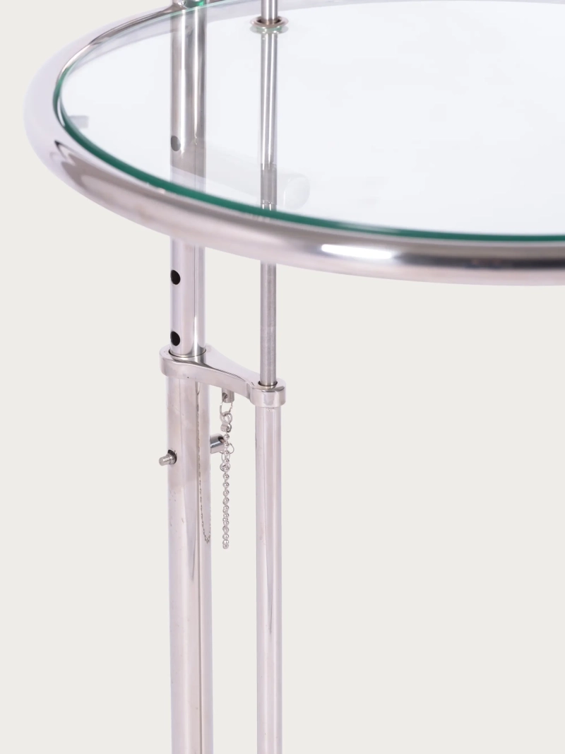 Mesa auxiliar regulable con cristal templado y marco de acero inoxidable - Torino FurnMod - 13