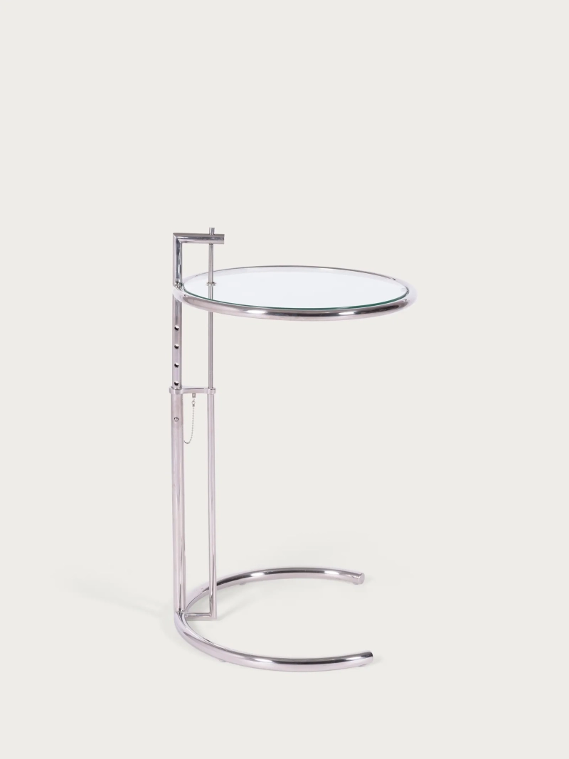 Mesa auxiliar regulable con cristal templado y marco de acero inoxidable - Torino FurnMod - 1