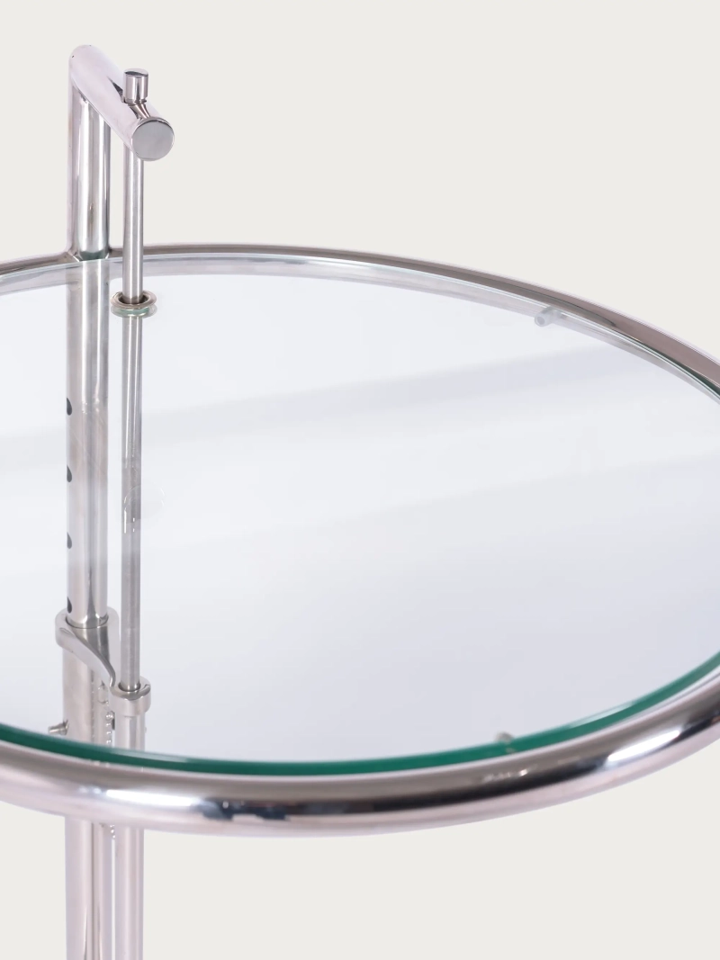 Mesa auxiliar regulable con cristal templado y marco de acero inoxidable - Torino FurnMod - 3