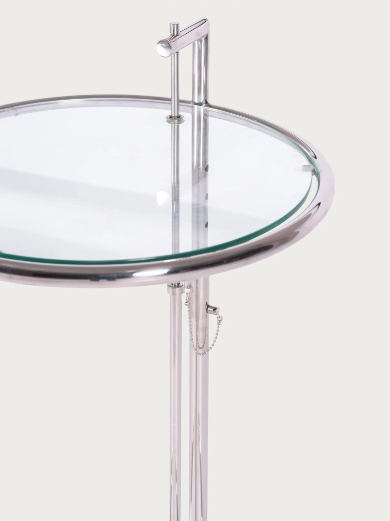 Justerbart sidebord med hærdet glas og stel i rustfrit stål - Torino FurnMod - 1