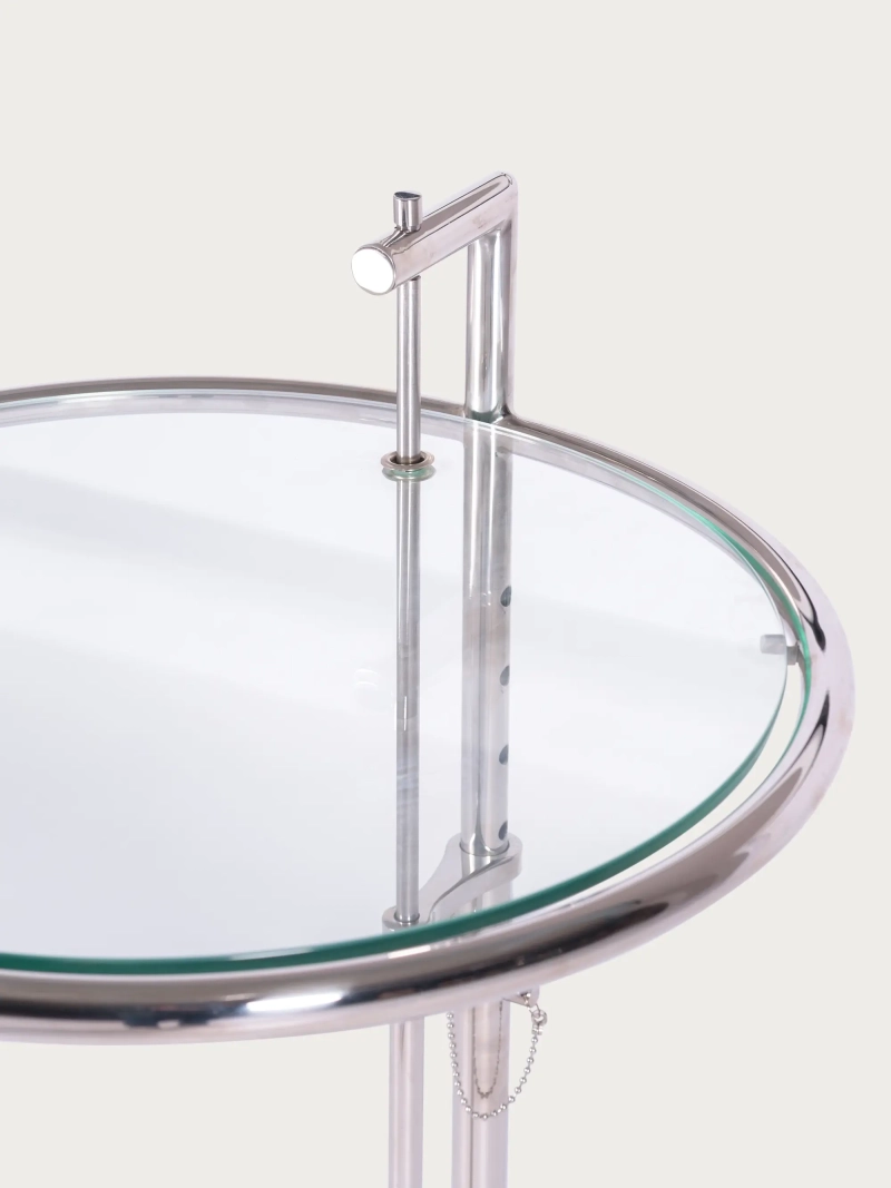 Mesa auxiliar regulable con cristal templado y marco de acero inoxidable - Torino FurnMod - 1