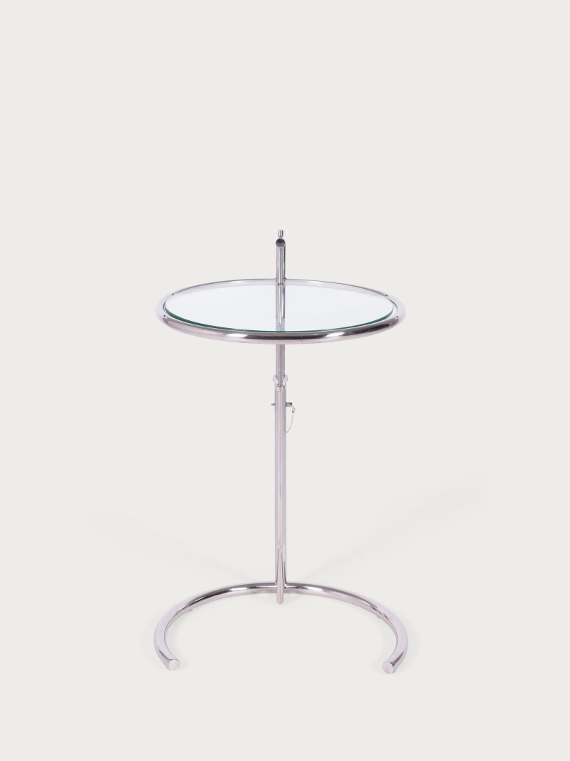 Mesa auxiliar regulable con cristal templado y marco de acero inoxidable - Torino FurnMod - 1