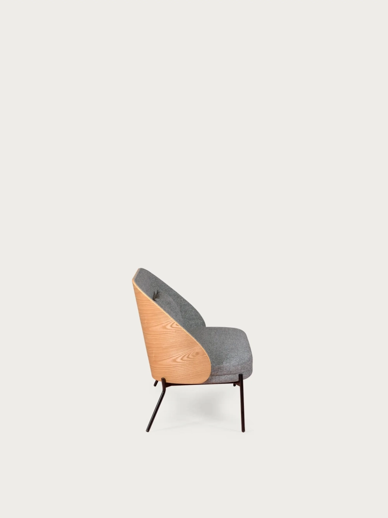 Nordic sofa in walnut wood and upholstered in cotton - Earth FurnMod - 8
