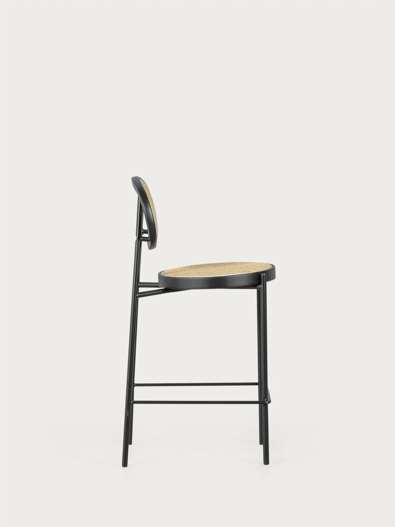 Taburete vintage de diseño clásico en ratán natural (65cm) - North FurnMod - 2