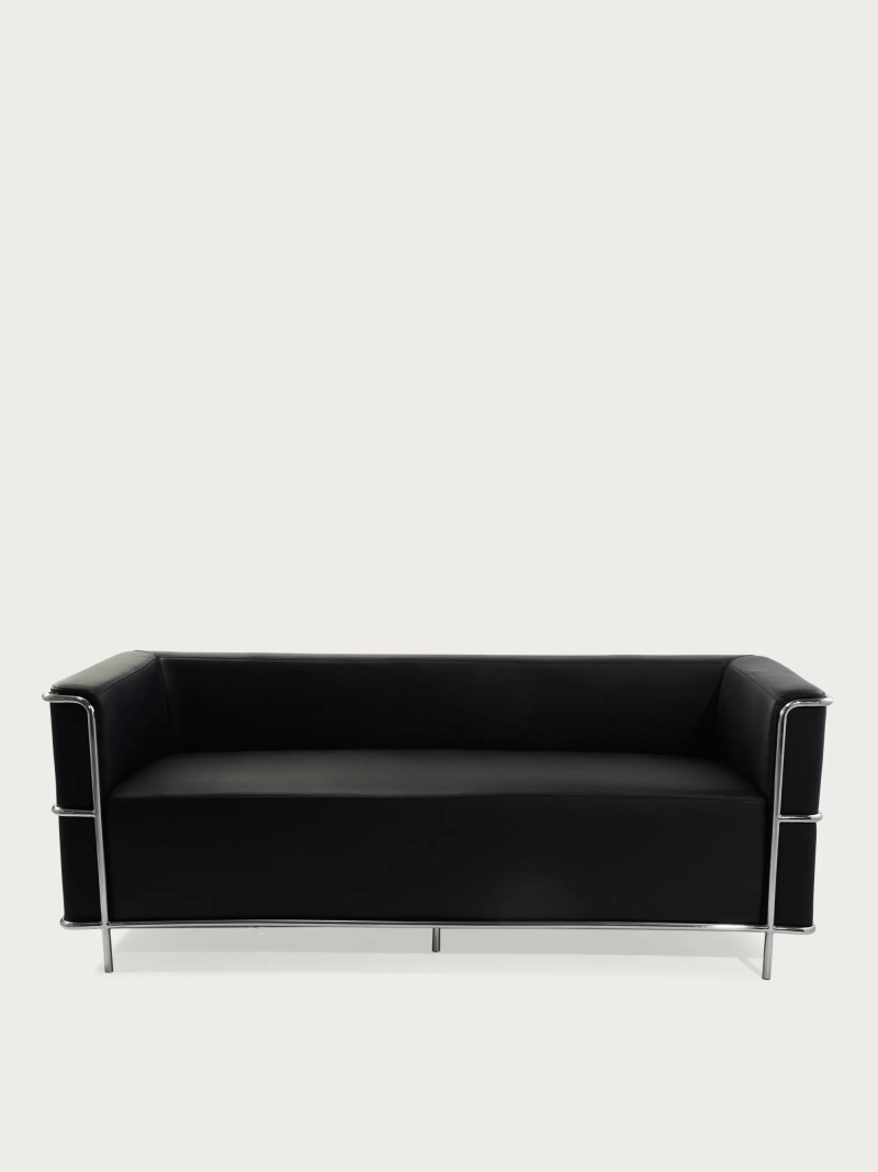 3-Sitzer Sofa aus italienischem Leder mit Edelstahlgestell - Torino FurnMod - 2