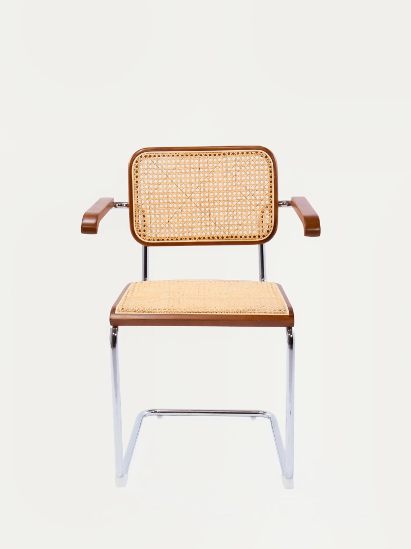 Retro chair with armrests in natural rattan and beech wood - Frank FurnMod - 32
