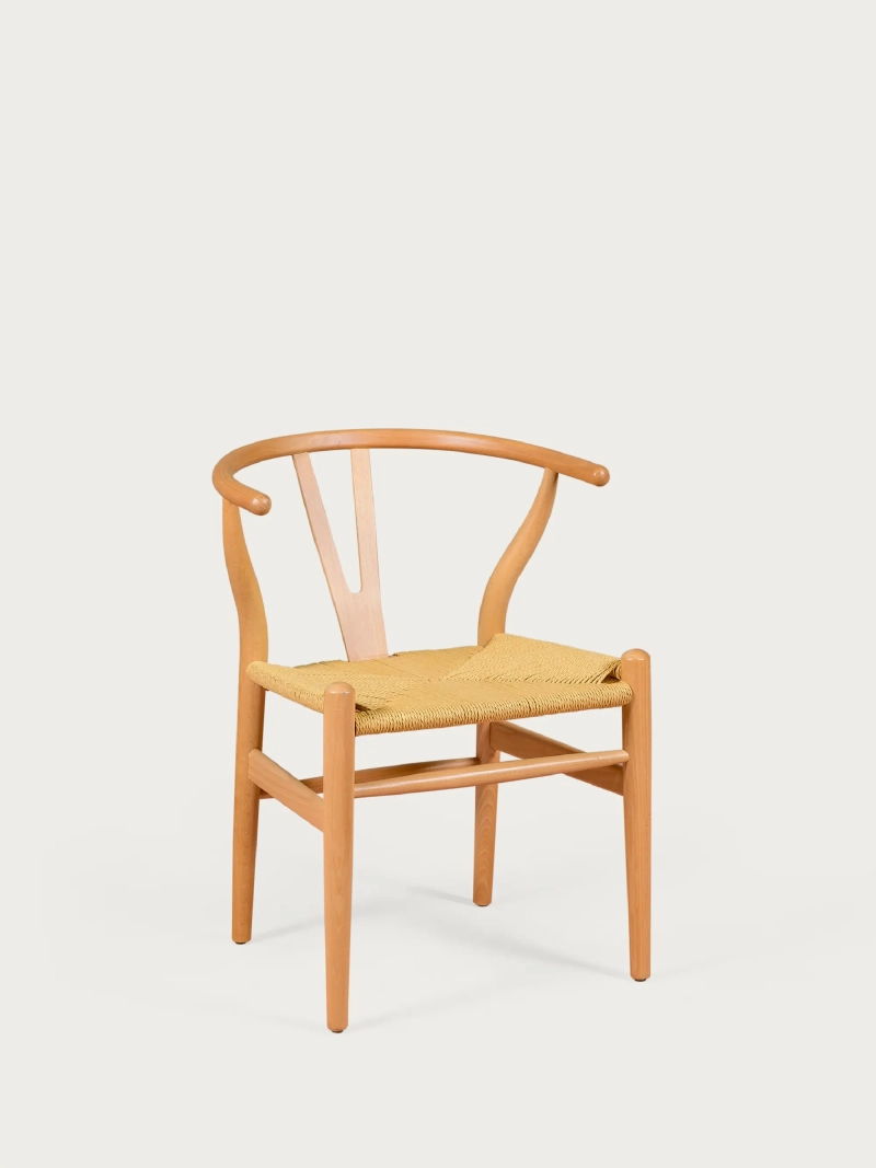 Silla escandinava de madera de haya natural y cuerda ecológica - Wish FurnMod - 1